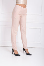 High-Waist Belted Trousers with Decorative Stitching