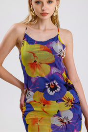 Wholesale Floral Print Halter Neck Lined Maxi Dress