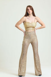 Wholesale Sequin Bustier with Back Zipper and Globes Bst33154 Gold