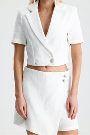 Wholesale Short Sleeve Textured Women's Cropped Jacket