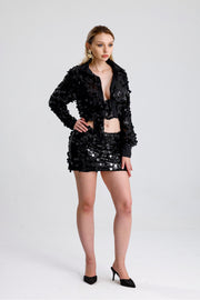 Wholesale Lined Sequin Detail Evening Mini Skirt