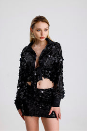 Wholesale Lined Sequin Detail Evening Mini Skirt