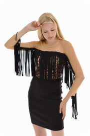 Toptan Ön Ve Arka Roba Kollar File Ve Püskül Bluz