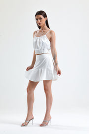 Wholesale Jacquard Short Ruffled Skirt_etk32608 Ecru
