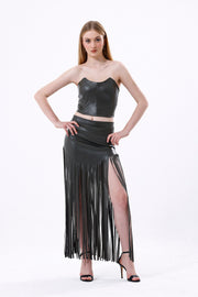 Wholesale Faux Leather Bustier with Zipper