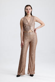 Wholesale Elastic Waist Sequin Evening Trousers