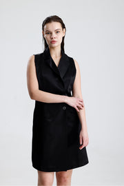 Wholesale Sleeveless Satin Blazer Dress with Lining