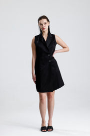Wholesale Sleeveless Satin Blazer Dress with Lining