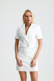 Wholesale Short Sleeve Textured Women's Cropped Jacket