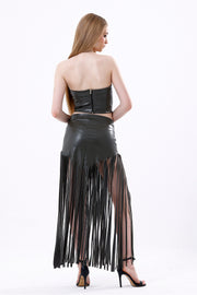 Wholesale Faux Leather Bustier with Zipper