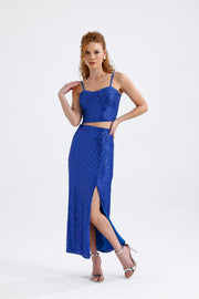Wholesale Elastic Waist Lined Sequin Evening Skirt