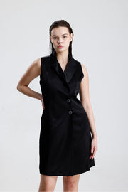 Wholesale Sleeveless Satin Blazer Dress with Lining
