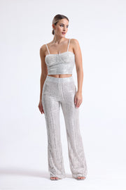Wholesale Elastic Waist Sequin Evening Trousers