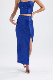 Wholesale Elastic Waist Lined Sequin Evening Skirt