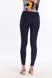 Wholesale Yani Leather Trimmed Ottoman Leggings_tyt32302 Indigo