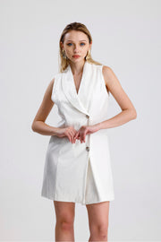 Wholesale Lined Sequin Lapel Collar Double-Breasted Evening Blazer Dress