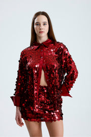 Wholesale Lined Sequin Detail Evening Mini Skirt