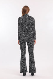 Wholesale Jacquard Trousers with Elastic Waist and Front Slit