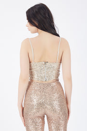Wholesale Lined Crop Top Spaghetti Strap Bustier_bus32491 Beige