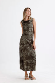 Toptan Yırtmaçlı Kolsuz Likralı Viskon Elbise