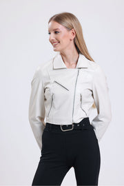 Wholesale Zipper Detail Faux Leather Biker Jacket