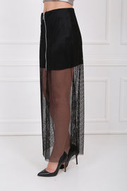 Wholesale Mesh-Overlay Skirt Etk14472 Black