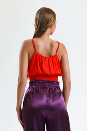 Wholesale Smocked Printed Satin Blouse