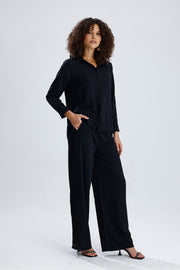 Wholesale Elastic Waist Pocket Detail Wide Leg Dubai Trousers