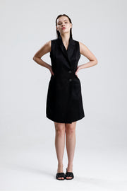 Wholesale Sleeveless Satin Blazer Dress with Lining