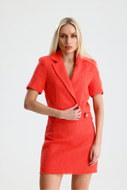 Wholesale Short Sleeve Textured Women's Cropped Jacket