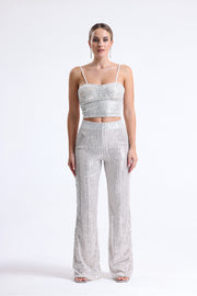 Wholesale Elastic Waist Sequin Evening Trousers