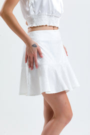 Wholesale Jacquard Short Ruffled Skirt_etk32608 Ecru
